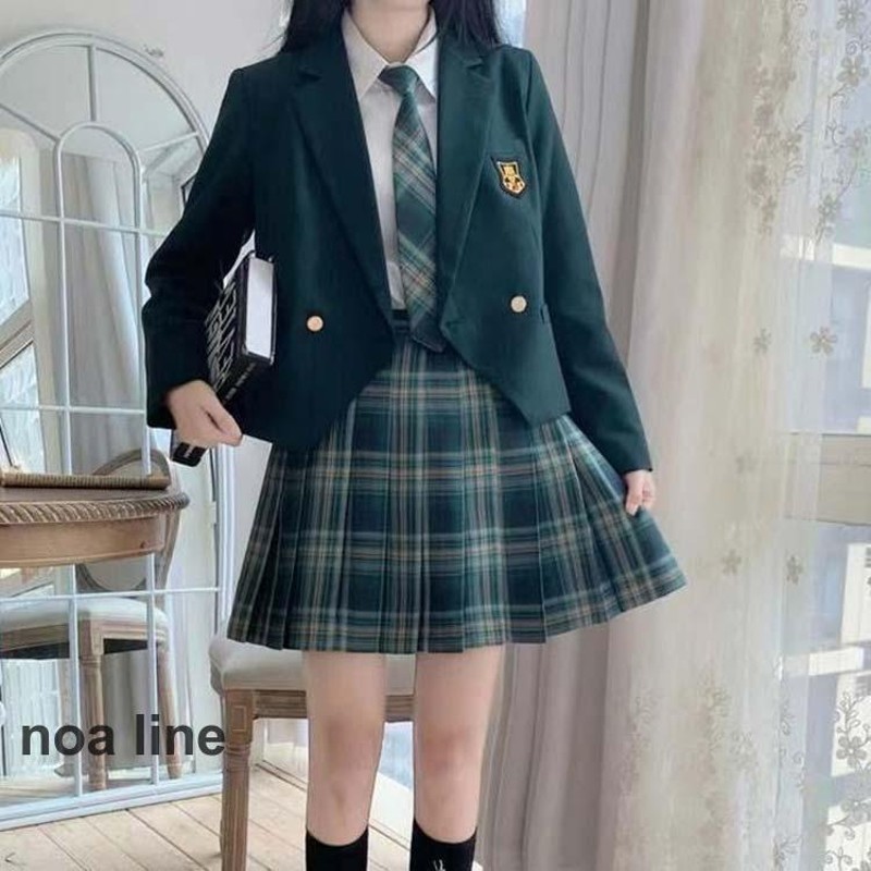 女子高生 制服 5点セット ブレザー スカート チェック柄 長袖 JK服 ...