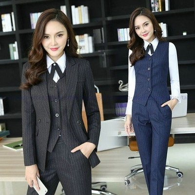 スリーピーススーツ レディース ビジネススーツ パンツスーツ3点セット ストライプ柄 ベスト付き ミセススーツ フォーマル 通勤 オフィス Ol制服 通販 Lineポイント最大get Lineショッピング