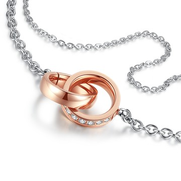 白鋼手鍊．雙環．客製刻字