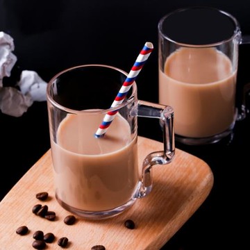 鋼化玻璃把杯透明花茶飲料牛奶家用辦公室水杯啤酒杯多功能早餐杯