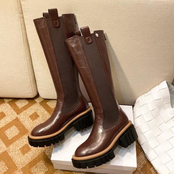 胖MM騎士靴女秋冬2023年新款高筒顯瘦馬丁靴煙筒靴厚底長筒靴4142