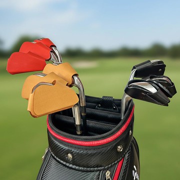COZI-義大利植鞣革高爾夫鐵桿套 球桿套 鐵桿帽套 球桿帽套 球桿保護套-適用3/4/5/6/7/8/9/P/S鐵桿 紅色-高爾夫鐵桿套 - L
