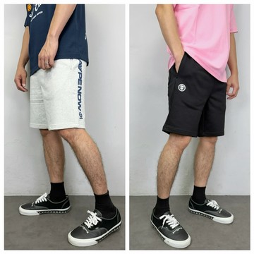 【New START精品服飾-員林】現貨 AAPE 猿猴徽章 膠印字母 棉褲 短褲 休閒短褲 棉短褲