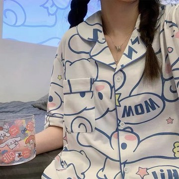 睡衣 日系 女睡衣 卡通睡衣 開衫 短袖睡衣 家居服 小新睡衣 學生睡衣 休閒 少女睡衣 可外穿家居服 睡衣套裝
