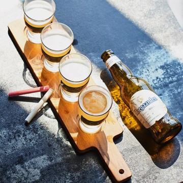 精釀啤酒杯套裝小號帶托盤酒杯個性涂鴉小容量試飲杯創意喝酒杯子