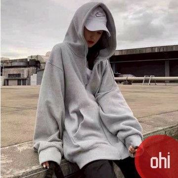 【ohi】『熱銷中』M-8XL大尺碼自訂款韓版情侶男女連帽外套 運動外套  刷毛連帽上衣 衣服 薄款長袖外套(MS03)