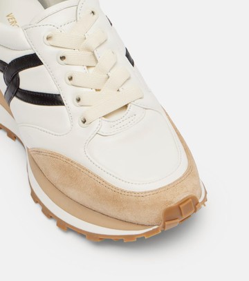 Veronica Beard Valentina suede-trimmed leather sneakers