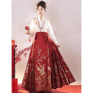 兔月仙【鳳鳴在竹】早春款新中式漢服改良婚服日常明制紅色馬面裙