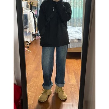 梨形身材直筒褲胖mm顯瘦褲子女2024新款爆款大碼牛仔褲寬松闊腿褲