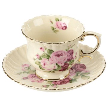 【領券滿額折100】 日本製高級金邊玫瑰花瓷器造型花茶/咖啡杯(200ml)