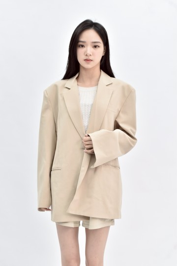 (L) plum 杏色韓牌長袖西裝外套