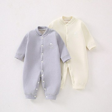 2025嬰兒秋冬無骨連體衣寶寶哈衣家居服嬰幼兒羊毛蠶絲爬服加絨鑫弘-萌寶童裝可開發票