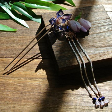 辛夷髮釵(水墨藍款)