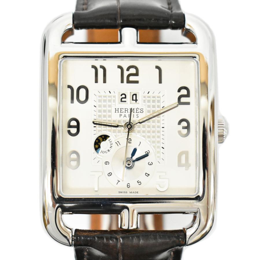 本物 HERMES エルメス CD6.910 ケープコッド GMT ナイトu0026デイ 腕時計 AT 自動巻 クロコダイルレザー ベルト ホワイト文字盤 白  メンズ 中古 | LINEショッピング