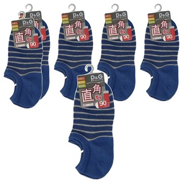 富立金 Free King 女款 條紋網狀低口 直角襪 Set 6 72%棉  22~25cm  藍色