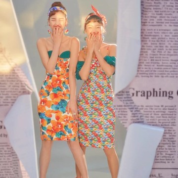 影樓新款姐妹閨蜜照主題服裝復古藝術寫真服飾修身熱辣海報風