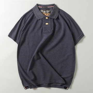 外貿原單尾貨剪標珠地棉寬松廓形翻領POLO短袖T恤休閑保羅衫男夏