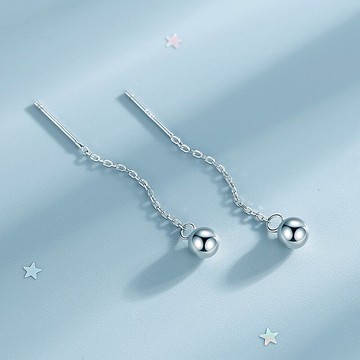 925純銀小圓球球耳環女氣質韓國簡約吊墜耳線球形耳墜短款耳飾