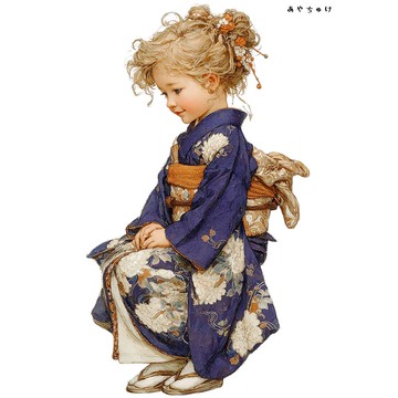 【12月新品4】07-114-0377 人物貼紙 和服復古