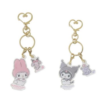 小禮堂 Sanrio 三麗鷗 壓克力二連鑰匙圈 (睡帽款) 美樂蒂 酷洛米