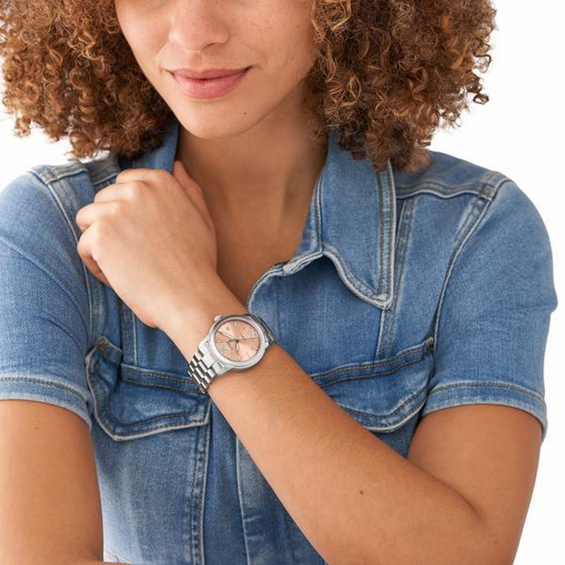 フォッシル 腕時計 アナログ 自動巻き レディース シルバー ステンレス  