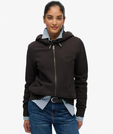 Superdry Women's Athletic Essentials Logo Zip Hoodie Black Size: 12