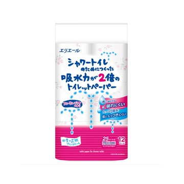 【抗漲省荷包】日本大王elleair 溫水洗淨便座專用衛生紙12捲入(花香)｜瘋加碼★滿額再享折扣