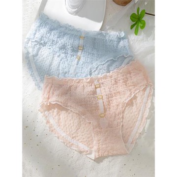 內褲女大碼胖mm蕾絲柔軟純棉中腰薄款提臀少女純欲全棉透氣三角褲