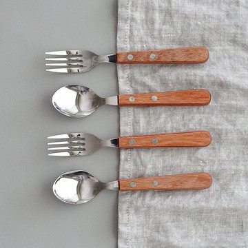 Pakkawood 餐具 S 叉勺 適用於洗碗機 天然木材不鏽鋼戶外露營 輕便禮物 日本製造