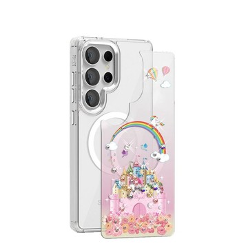 Samsung S26/S25/S24系列 可拆式磁吸片材彩鑽手機殼-童話城堡