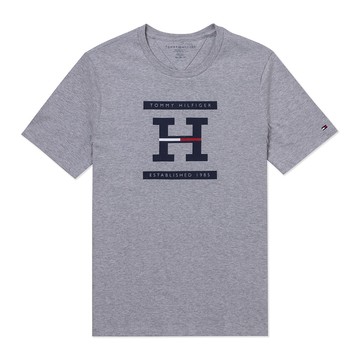 Tommy Hilfiger 熱銷印刷文字圖案短袖T恤-灰色