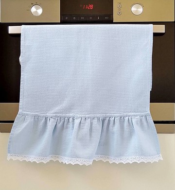 華夫格茶巾藍色, 荷葉邊麻手巾, 毛巾廚房, 手廚房毛巾, 有機棉毛巾, 可持續禮物