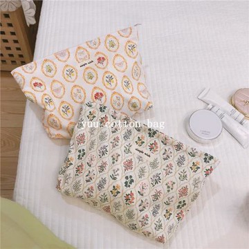 【YUU布包】簡約小清新碎花棉布小方包化妝洗漱包軟fufu收納布袋