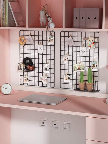 墻上鐵絲網格置物架臥室免打孔照片墻宿舍ins風壁掛墻裝飾展示架