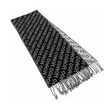 COACH  滿版字樣羊毛保暖披肩圍巾(黑)