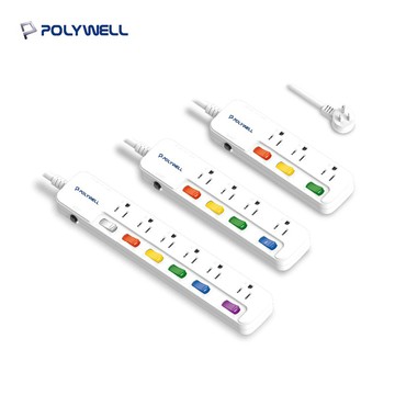 POLYWELL 一體式電源延長線 3插 4插 6插 插座延長線 台灣製造MIT 過載保護 延長線 自動斷電