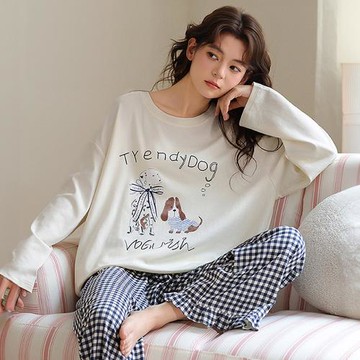 【藍尼居家】★童趣塗鴉長袖居家服(女睡衣/家居服/舒適/兩件式)