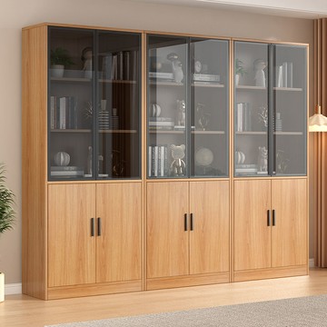 玻璃櫃 開發票 免運 書櫃輕奢高檔帶玻璃門客廳整面墻櫃子辦公室靠墻置物玻璃櫃展示櫃LL126公司貨