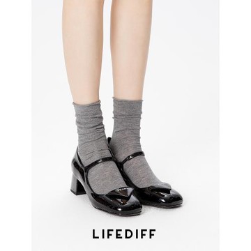 夏季灰色堆堆襪配小皮鞋瑪麗珍襪薄款襪子女卷邊中筒襪春秋款長襪