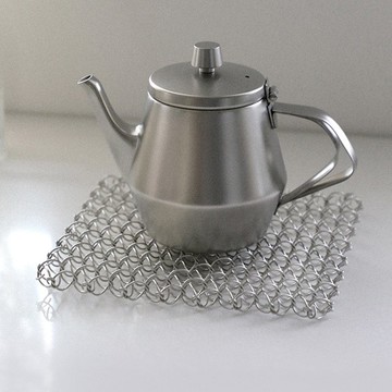 日本霜山 時尚編織風304不鏽鋼方形隔熱墊/鍋墊