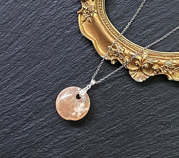 櫻花瑪瑙 天然粉嫩果凍體飄花 增強運勢 925純銀鈦鋼項鍊