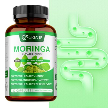 Grevip - 1200mg，辣木籽粉萃取 - 素食、非基因改造、無麩質 - 60/120粒膠囊 美國製造
