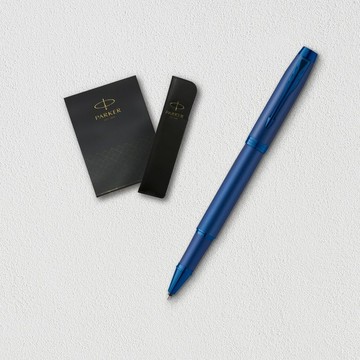 【PARKER】新IM 電光藍鋼珠筆 真皮筆套禮盒 客製化刻字-原廠正貨