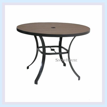 雪之屋 105cm鋁合金塑木圓桌(咖啡/黑) /休閒圓桌/餐桌/飯桌/休閒桌 A41229