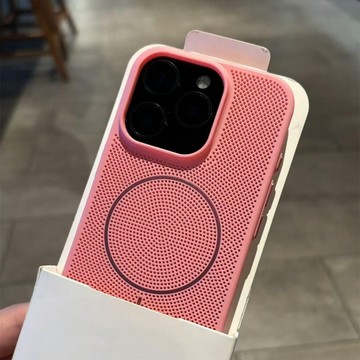 高品質 鏤空散熱網殼 細圈無線磁吸 防摔手機殼 用於iPhone16 i14 i13 i12 i11 i15 i17防震