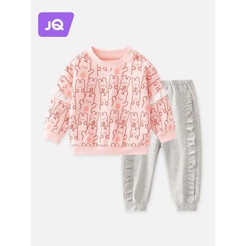 婧麒女童套裝春秋季2025新款洋氣時髦女寶寶衛衣褲兩件套嬰兒春裝