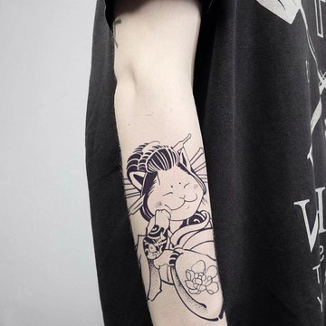 港澳台免運費發2張【日式貓咪】半永久魔法植物草本紋身貼防水仿真