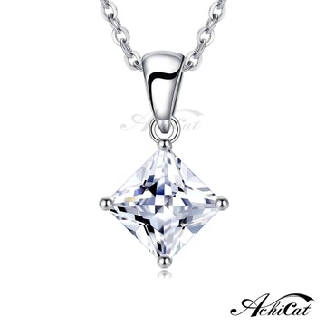 AchiCat 925純銀項鍊 簡約幾何 單鑽 菱形項鍊 送刻字  CS9059