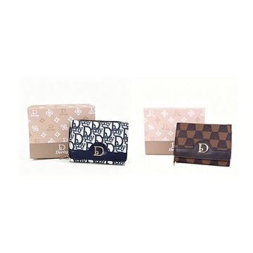 ~雪黛屋~Derby 短夾中性款三折暗釦+U型拉鍊主袋附盒防水防刮皮革DW60022B