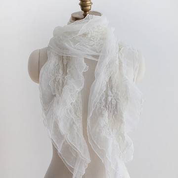 芭比 哈爾蕾絲圍巾  178 x 22 厘米  象牙